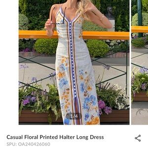 *BRAND NEW* COMMENSE Casual Floral Printed Halter Long Dress XS